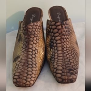 Diego di Lucca leather brown snakeskin slip on